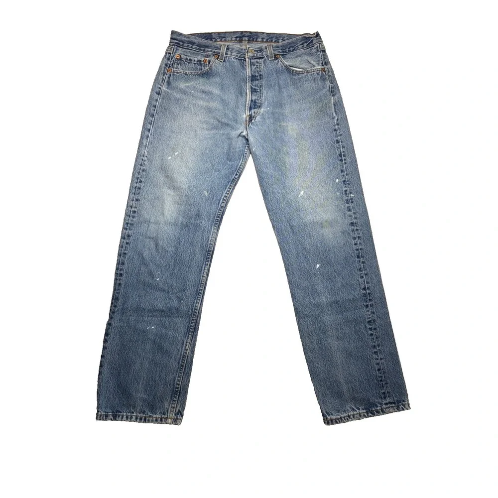 Vintage Levi's 501 Jeans Actual 32x29 Blue Denim Light Wash Distressed USA 90s